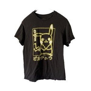 Pikachu 025 Pokemon Graphic Men’s Large T-Shirt Black 25th Anniversary